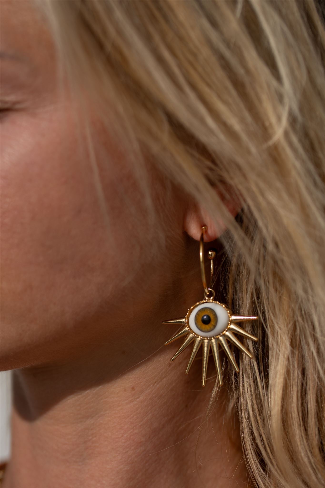 Guardian Eye Spikes Hoop Earrings