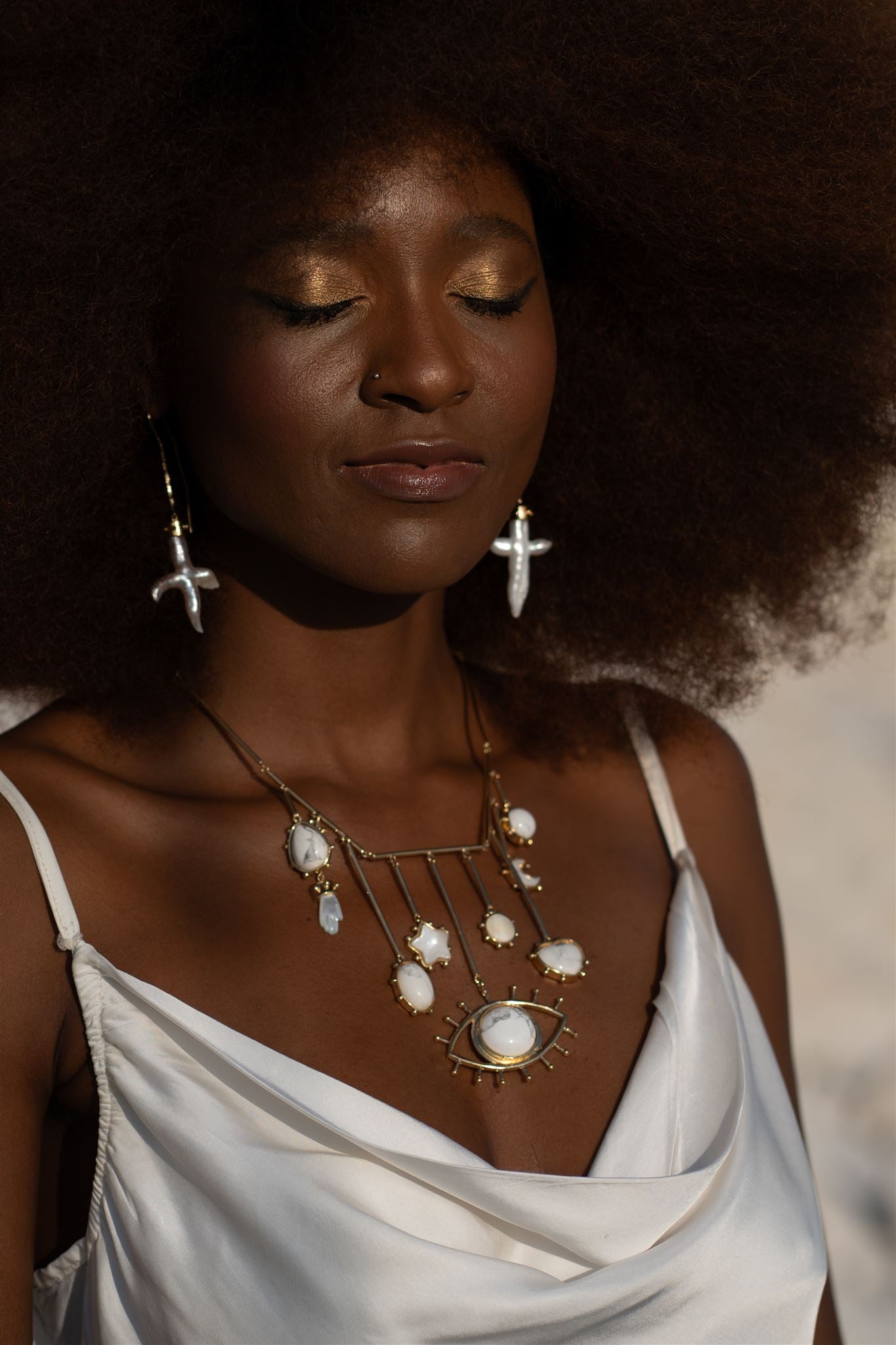 Freshwater Pearl Cross Earrings